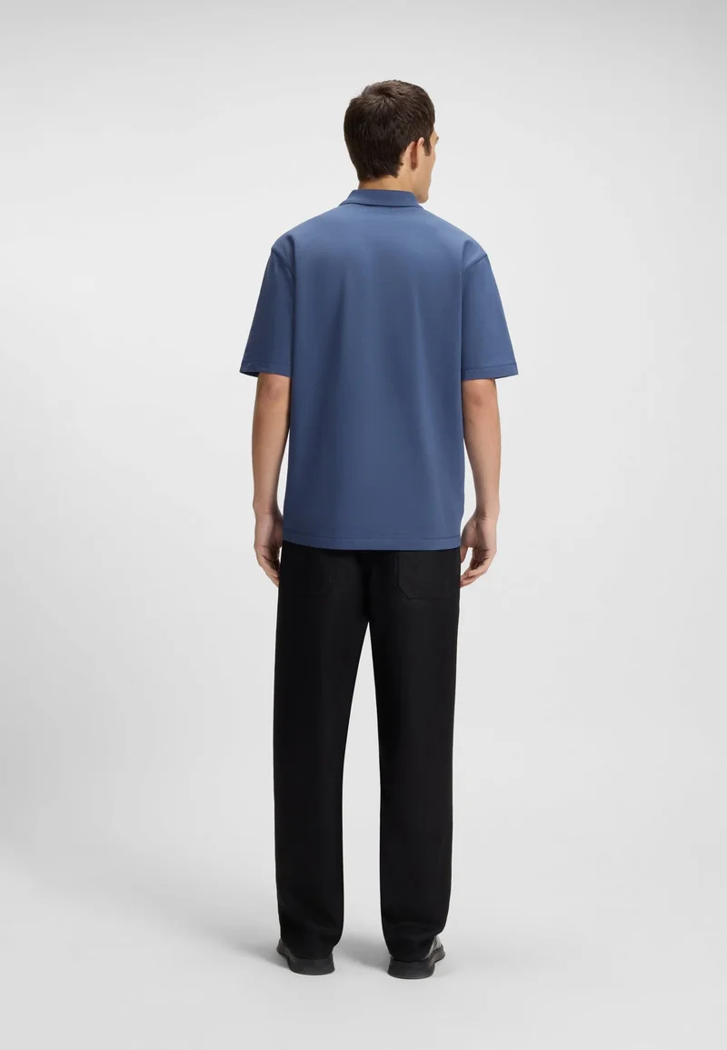 HUGO Relaxed-fit polo shirt in cotton with split logo