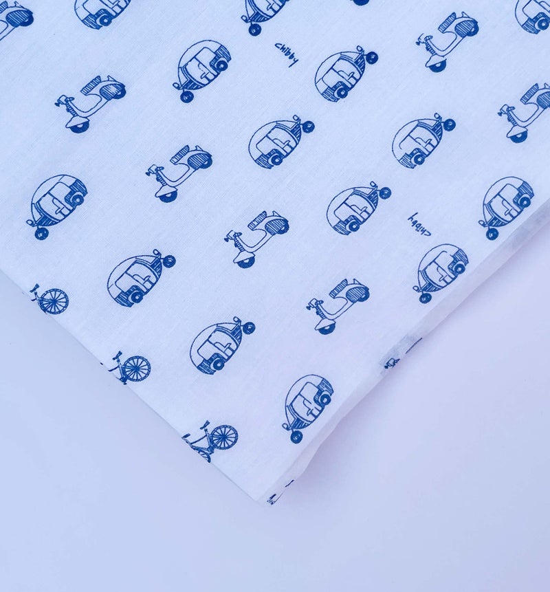 Chibby Swaddle - Swaddles for new born baby, 100% Cotton, ultra soft, multipurpose, comfortable swaddle-wrapper - Auto Print (Blue) - Image 3