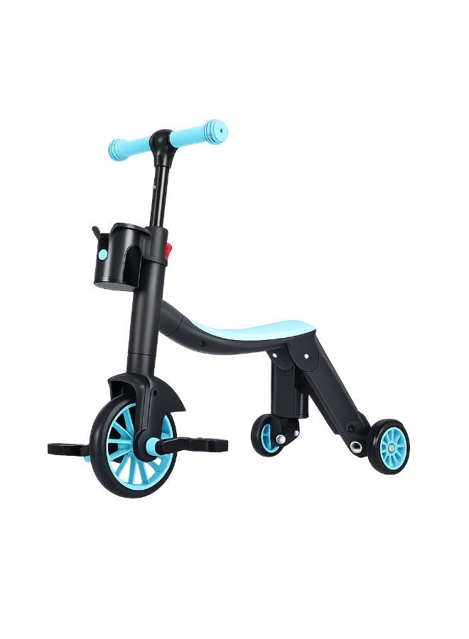 3-in-1 Convertible Kids Bike & Scooter – Balance Bike, Kick Scooter, and Pedal Bike with Adjustable Handlebar Height – Sky Blue & Black - Image 5
