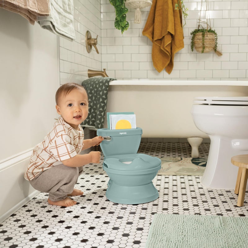 Ingenuity My Size Potty Pro in Green, Infant Potty Training Toilet, Lifelike Flushing Sound, for Ages 18 Months, Up to 50 Pounds - Image 2