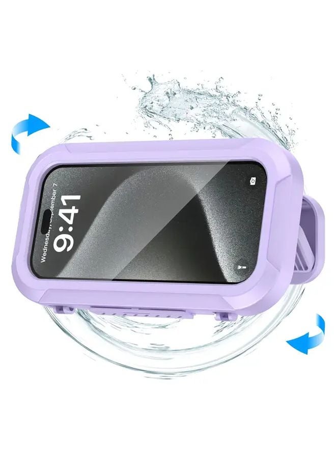 Upgraded Purple Fully Sealed Retractable Rotating Phone Holder Box Waterproof Anti Fog - Image 1