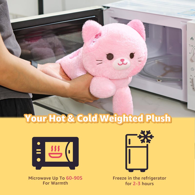 Onsoyours Original Heatable & Weighted Sakura Cat Stuffed Animals, 15" Microwavable Kitten Plushie for Warmth & Comfort - Cute Plush Toys for Kids and Adults - Image 2