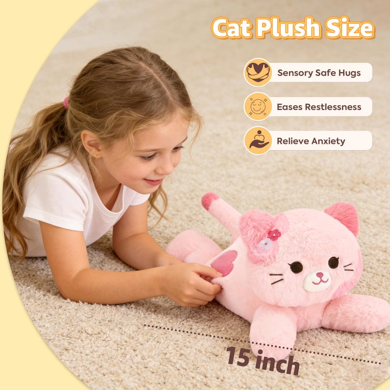 Onsoyours Original Heatable & Weighted Sakura Cat Stuffed Animals, 15" Microwavable Kitten Plushie for Warmth & Comfort - Cute Plush Toys for Kids and Adults - Image 4