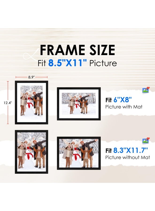 مجموعة من 4 إطارات صور A4 سوداء، إطارات صور مقاس 8.3x11.7 بوصة مع زجاج شبكي عالي الدقة، إطارات تجميع جدارية للديكور المنزلي والمكتبي - Image 2