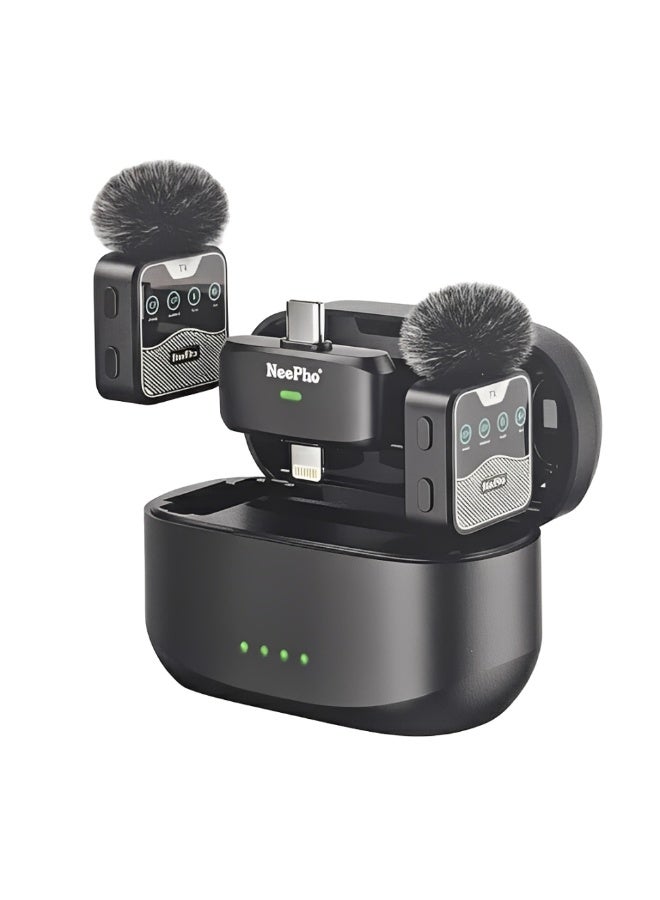 NeePho NP-60 Magnetic Wireless Microphone , Portable Button Mic with Noise Reduction, Plug & Play, Long Battery Life , Compatible with iPhone, Android, YouTube, TikTok & Live Streaming - Image 1