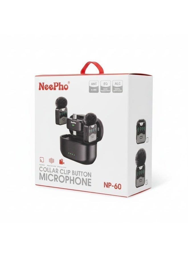 NeePho NP-60 Magnetic Wireless Microphone , Portable Button Mic with Noise Reduction, Plug & Play, Long Battery Life , Compatible with iPhone, Android, YouTube, TikTok & Live Streaming - Image 3