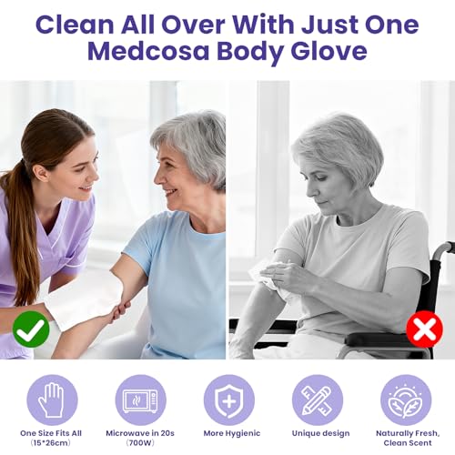 Medcosa Adult Washcloths - Unique Disposable Body Wipes Shaped Like a Glove - Unscented, Premoistened Wet Wipes - Pack of 10 Wash Cloths - Image 3
