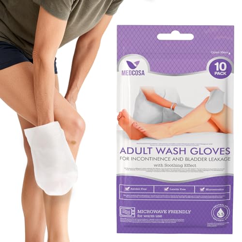 Medcosa Adult Washcloths - Unique Disposable Body Wipes Shaped Like a Glove - Unscented, Premoistened Wet Wipes - Pack of 10 Wash Cloths - Image 1