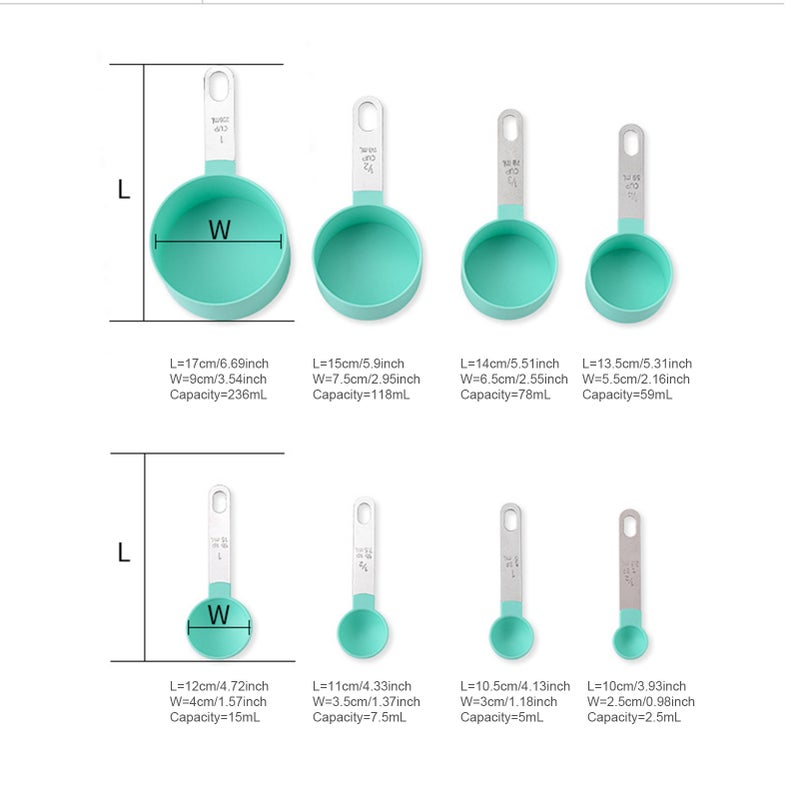 8PCS Measuring Spoons Measuring Cups Set for Dry and Liquid Ingredients Baking Utensils Stainless Steel Heat-Resistant Cookware Set Kitchen Gadgets - Image 4