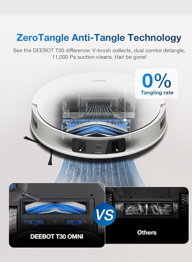 إيكوفاكس مكنسة كهربائية روبوتية وممسحة أومني، شفط قوي 11,000Pa مع ماء ساخن، تنظيف ذكي، بدون تشابك، TrueDetect 3D 3.0 - Image 3