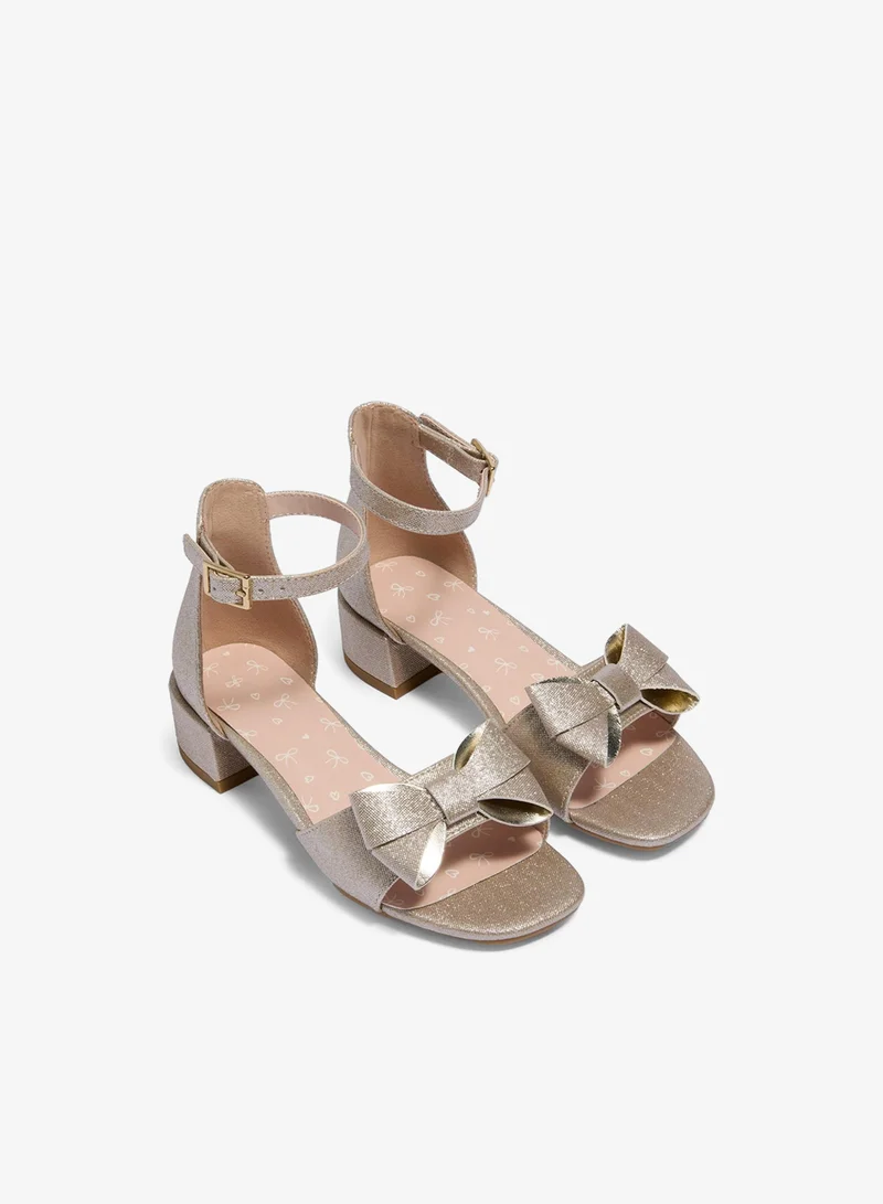 Matalan Girls Gold Bow Block Heels