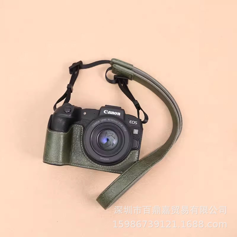 Canon R8 RP Camera Half-Case Cover Green Shoulder Strap 