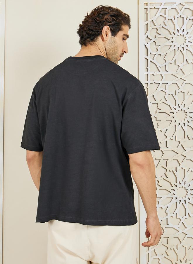 Styli Oversized Acid Washed Take It Easy Chest Print T-shirt - Image 4