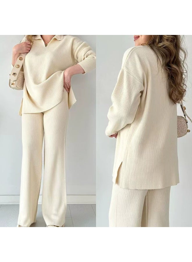 general Women's Autumn-Winter Fashion Solid Color Loose Hem Open-Weave Knit Set of Two Women's Jackets - Image 1