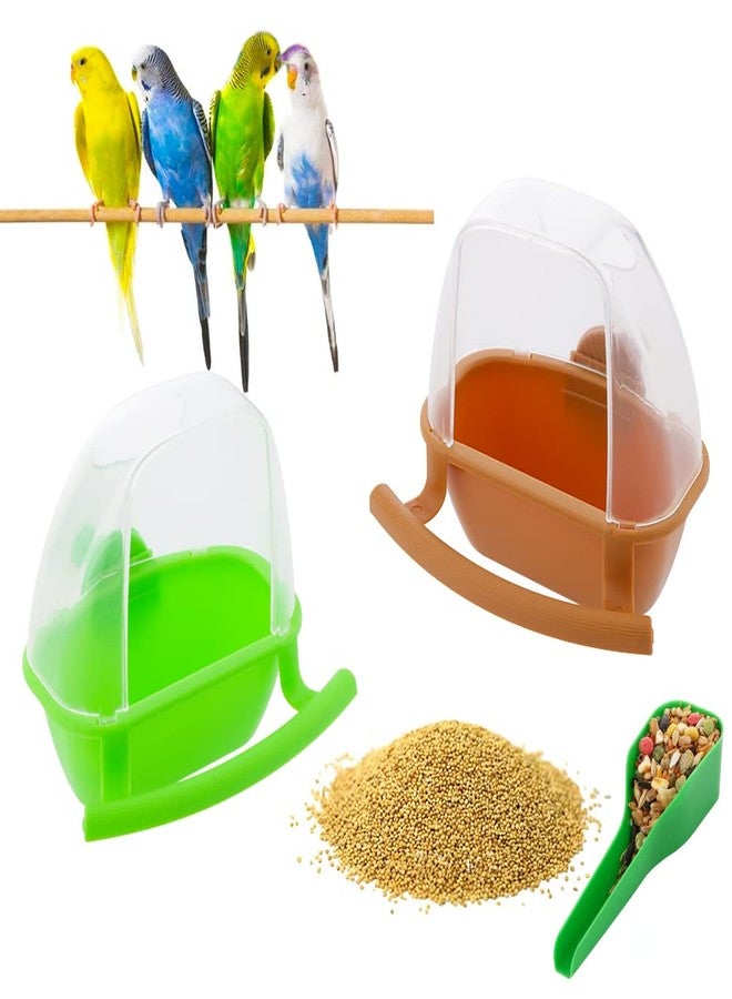 DQITJ 2 Pcs Small Bird Slot Feeder No Mess Cage Hanging Feeder Cup Plastic Food Feeding Box - Image 1