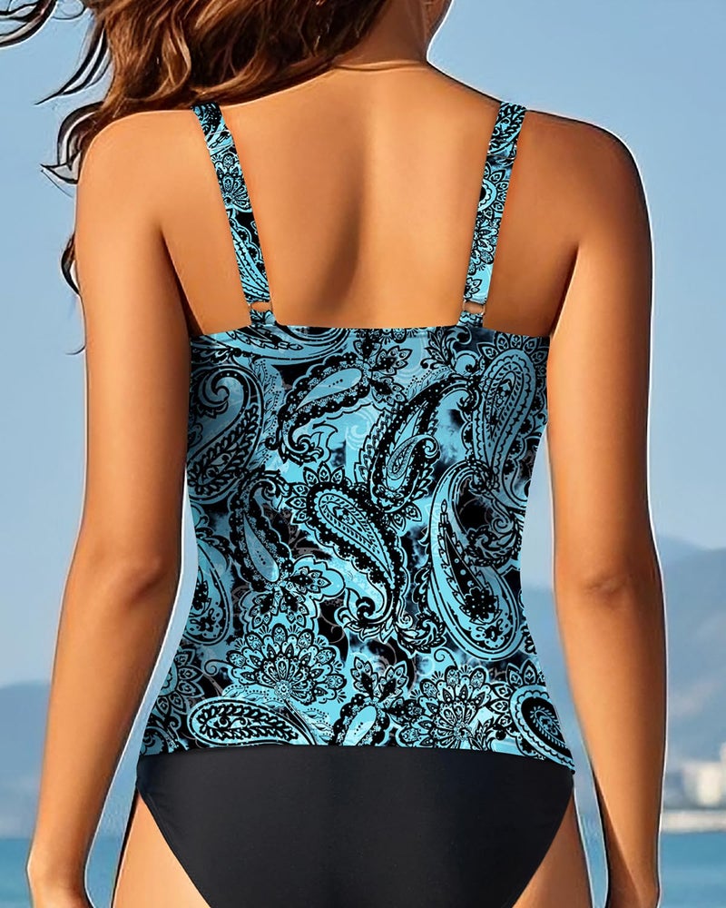 Aqua Eve Tankini Tops for Women Swimwear Top Only Tummy Control Bathing Suit Top No Bottom (Available in Plus) Blue Paisley M - Image 3