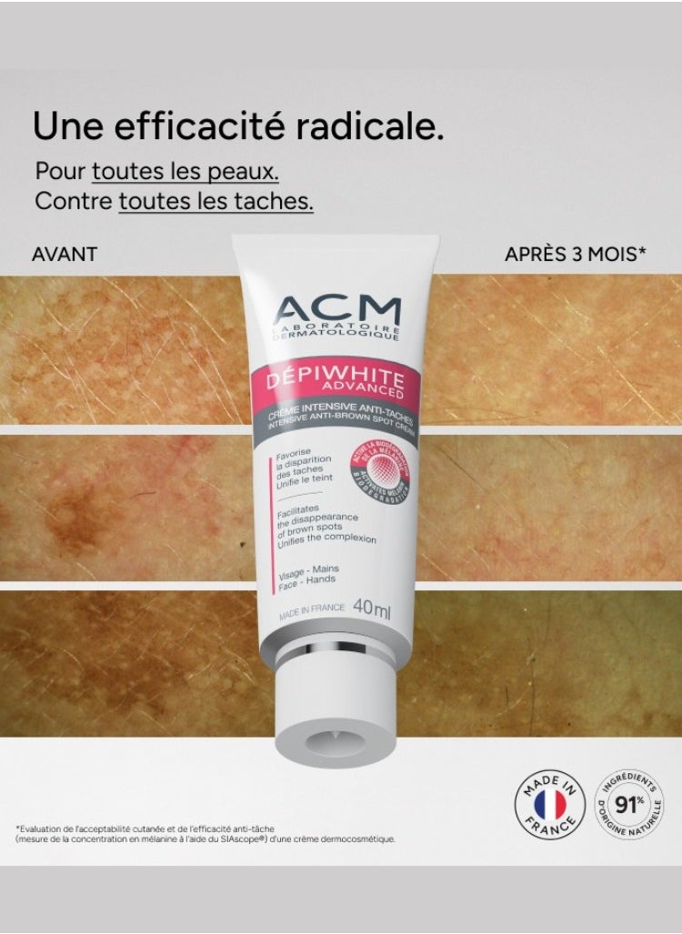 ACM Laboratoire dermatologique - ACM Depiwhite Advanced Cream – Intensive Dark Spot Corrector & Brightening Moisturizer, 40ml – Reduces Hyperpigmentation & Evens Skin Tone - Image 1