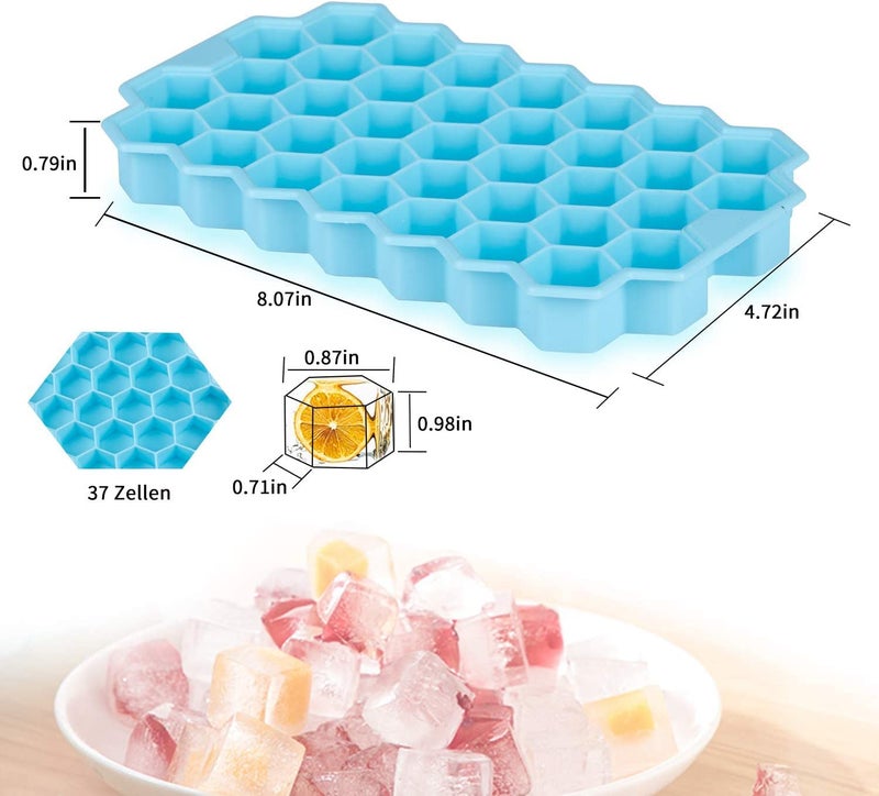AIMERS Ice Cube Tray with Plastic Lid AIMERS 2 Pack 74 Cubes Silicone Ice Cube Tray Easy Release Stackable Flexible Honeycomb Silicone Ice Cube Mold Tray for Whiskey and Baby Food BPA Free Multicolor - Image 4