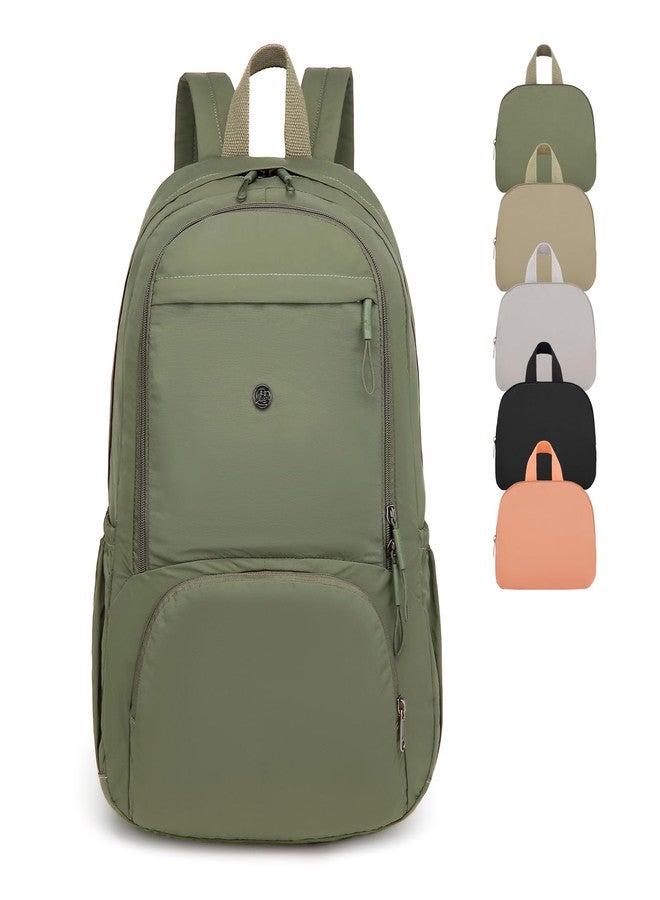 جوي واي حقيبة ظهر صغيرة قابلة للطي للنساء من جوي واي - خفيفة الوزن، مبطنة ومقاومة للماء، حقيبة سفر، حقيبة مدرسية يومية لطيفة، مثالية للعمل والمدرسة (لون أخضر عسكري) - Image 1