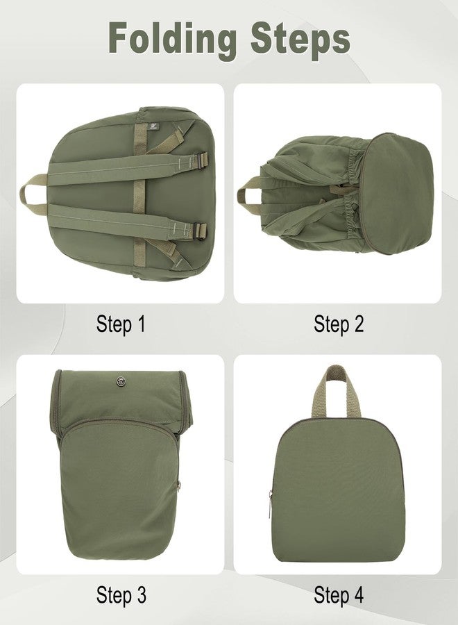 جوي واي حقيبة ظهر صغيرة قابلة للطي للنساء من جوي واي - خفيفة الوزن، مبطنة ومقاومة للماء، حقيبة سفر، حقيبة مدرسية يومية لطيفة، مثالية للعمل والمدرسة (لون أخضر عسكري) - Image 5
