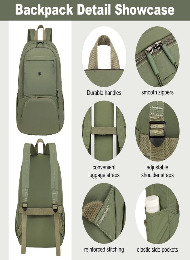 جوي واي حقيبة ظهر صغيرة قابلة للطي للنساء من جوي واي - خفيفة الوزن، مبطنة ومقاومة للماء، حقيبة سفر، حقيبة مدرسية يومية لطيفة، مثالية للعمل والمدرسة (لون أخضر عسكري) - Image 4