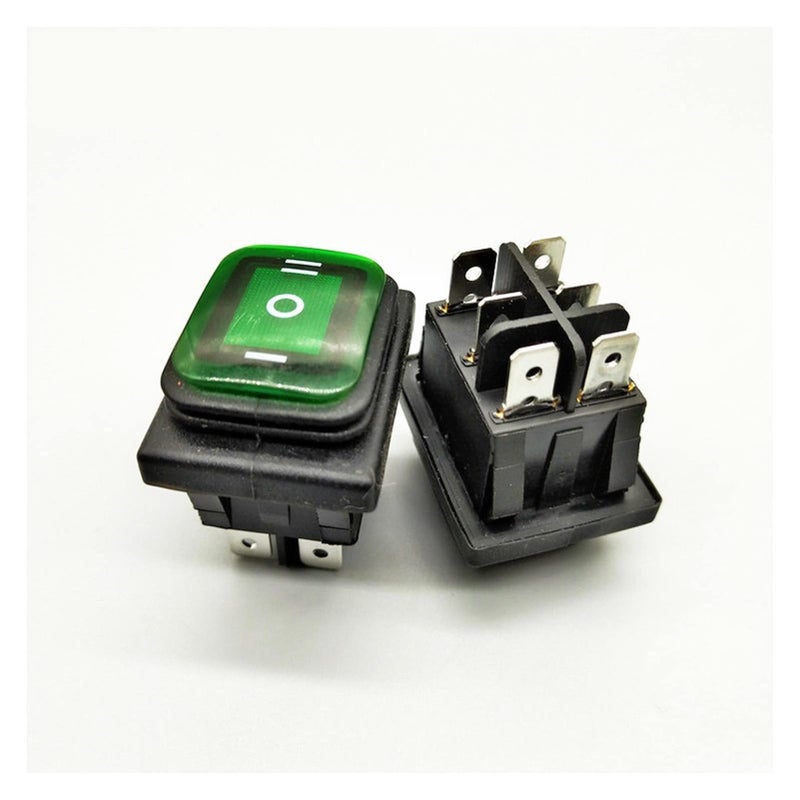 Black Rocker Switch 20A 250VAC 12V DPDT On Off On Waterproof With Red Green LED Light - Image 3