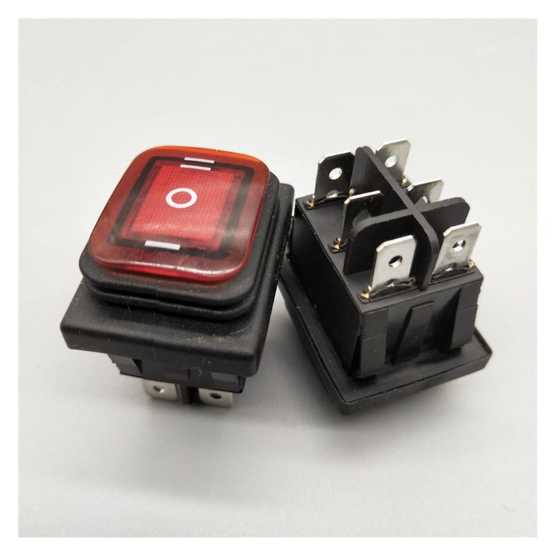 Black Rocker Switch 20A 250VAC 12V DPDT On Off On Waterproof With Red Green LED Light - Image 2