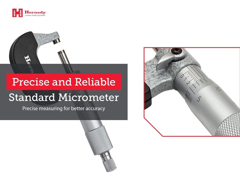 Hornady ميكرومتر فرنييه 050072 - معدات إعادة التحميل لقياس الأقطار والأطوال حتى نطاق 1 بوصة ودقة 0.0001 بوصة - ميكرومتر إعادة التحميل مع قفل رافعة، قفل عمود، وحقيبة تخزين - Image 5