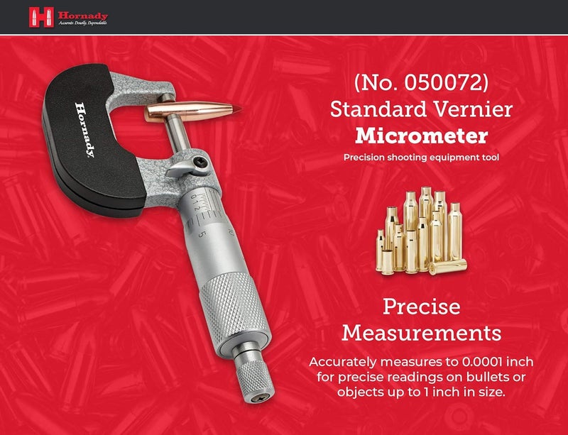 Hornady ميكرومتر فرنييه 050072 - معدات إعادة التحميل لقياس الأقطار والأطوال حتى نطاق 1 بوصة ودقة 0.0001 بوصة - ميكرومتر إعادة التحميل مع قفل رافعة، قفل عمود، وحقيبة تخزين - Image 2