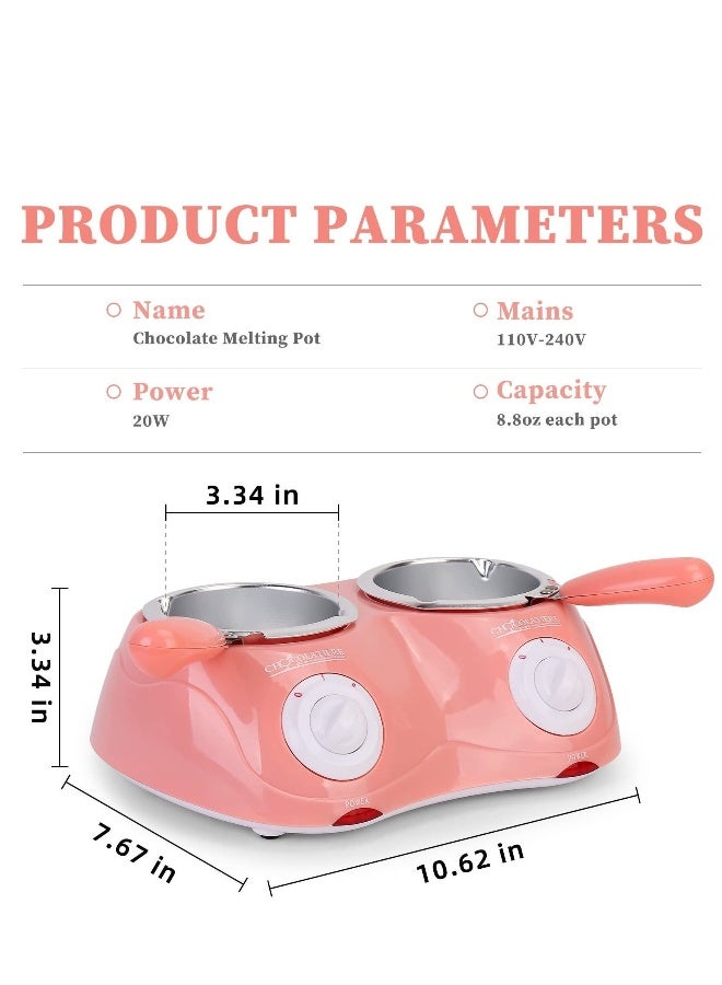 Electric Chocolate Melting Pot Gift Set Chocolates Candy Making Or Cheese Fondue Fountain Kit W/7 Free Accessories Including Molds Trays Dipping Forks  Recipe Book(Pink) - Image 2