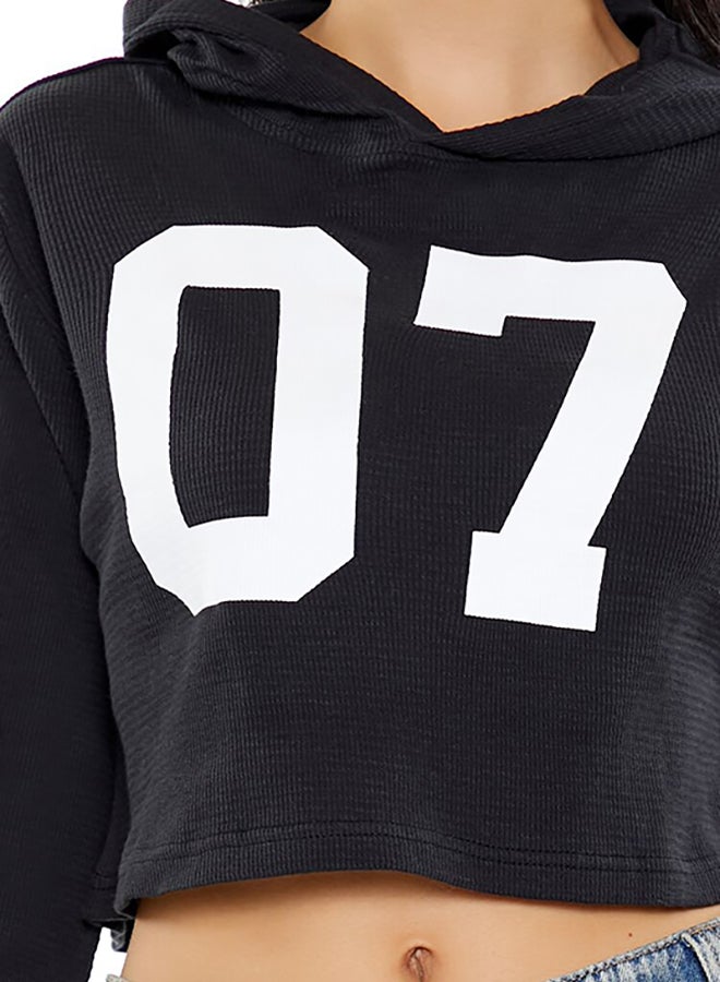 FOREVER 21 07 Graphic Cropped Hoodie - Image 5