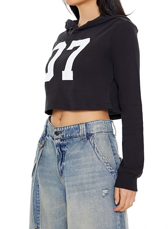 FOREVER 21 07 Graphic Cropped Hoodie - Image 2