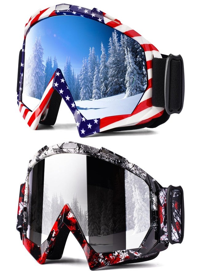 Braylin Adult Ski Goggles, 2-Pack Snowboard Goggles for Youth, Teens, Men & Women, Wide View Snowmobile Goggles - Image 1