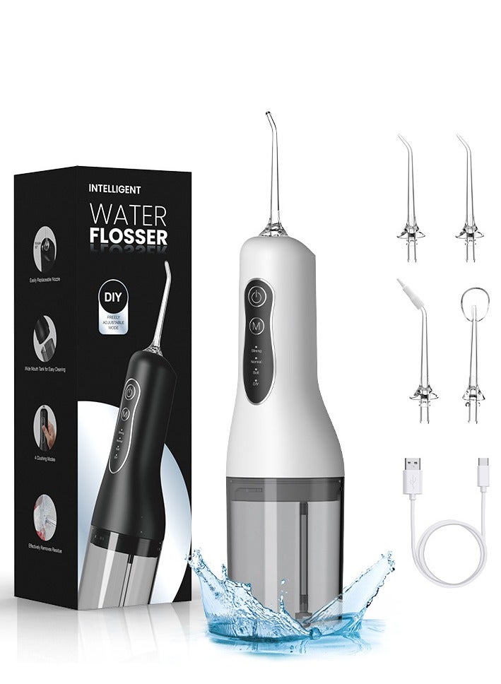 CAYGA Portable Water Dental Flosser For Teeth Cleaning Dental Oral Irrigator With 4 Modes Scalable 5 Jet Nozzles IPX7 Water Resistance 260ML - Image 1