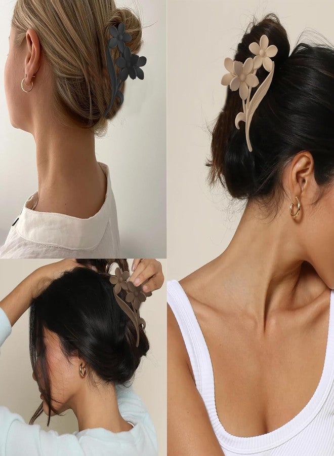 VORSET 2 Pcs Glocy Flower Claw Hair Clips for Thick and Thin Hair - Large Cute Accessories, Style 2 - Image 5