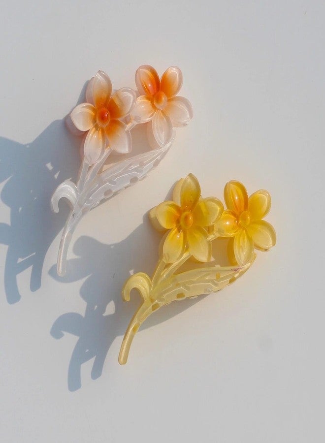 VORSET 2 Pcs Glocy Flower Claw Hair Clips for Thick and Thin Hair - Large Cute Accessories, Style 2 - Image 3
