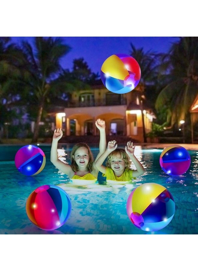 Zhanmai - Floating And Inflatable Led Glow In The Dark Beach Ball Toy Rainbow Color 9 Inch From Inflated To Deflated For Summer Pool Birthday Party Kids(10 Pcs) - Image 1