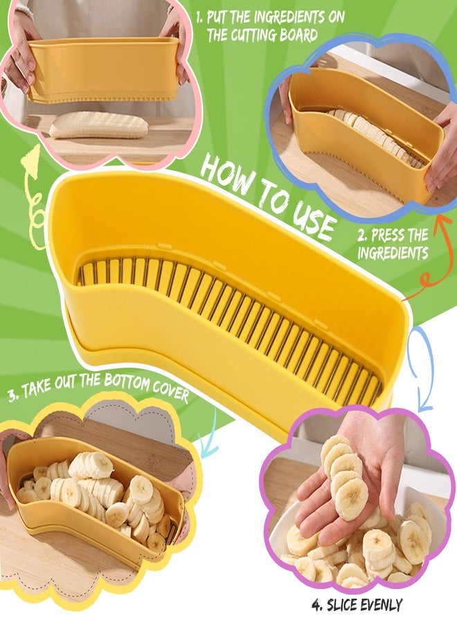 CEHNCEH Fruit Slicer Banana Cutter, Strawberry Slicer, Cucumber, Speed for Egg Hot Dog Grape, Strawberry Cutter kitchen gadget(Yellow) - Image 2