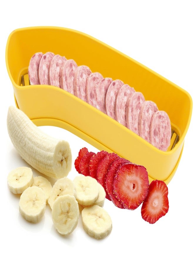 CEHNCEH Fruit Slicer Banana Cutter, Strawberry Slicer, Cucumber, Speed for Egg Hot Dog Grape, Strawberry Cutter kitchen gadget(Yellow) - Image 1