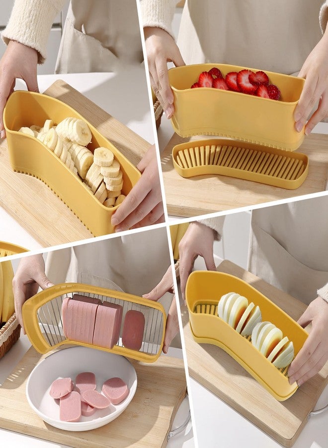 CEHNCEH Fruit Slicer Banana Cutter, Strawberry Slicer, Cucumber, Speed for Egg Hot Dog Grape, Strawberry Cutter kitchen gadget(Yellow) - Image 5