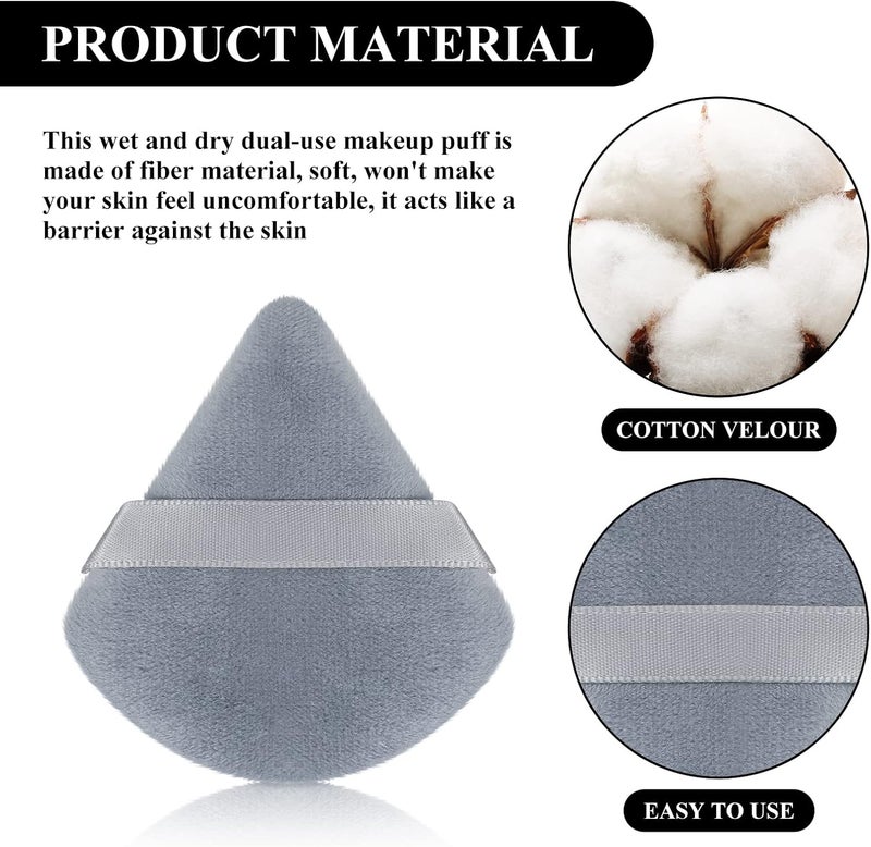 Maitys 12 Pieces Powder Puff Triangle Face Makeup Cosmetic for Loose Powder Soft Body Washable Reusable Foundation Sponge Mineral Wet Dry Makeup Tool(Black, Gray, White, Small) - Image 4