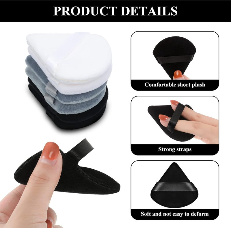 Maitys 12 Pieces Powder Puff Triangle Face Makeup Cosmetic for Loose Powder Soft Body Washable Reusable Foundation Sponge Mineral Wet Dry Makeup Tool(Black, Gray, White, Small) - Image 3