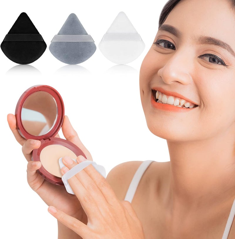 Maitys 12 Pieces Powder Puff Triangle Face Makeup Cosmetic for Loose Powder Soft Body Washable Reusable Foundation Sponge Mineral Wet Dry Makeup Tool(Black, Gray, White, Small) - Image 5