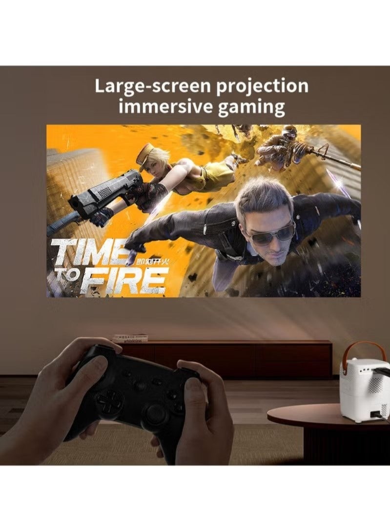 Umiio Portable Full HD 1080P Smart Video Projector with Wi-Fi & HDMI/USB Inputs – Android System, Built-In Speaker, Large Screen Home Theater & Gaming Projector with Adjustable Tripod Stand – White - Image 2