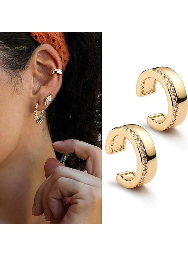 Mevecco Women Ear Cuff Earring Gold Non Pierced Ear Cartilage Clip on Wrap Hoop 14K Gold Filled Tiny Boho Beach Simple Minimalist Delicate Handmade Hypoallergenic Jewelry Gift-Sold as Single/Pair - Image 3