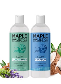 After Swim Shampoo and Conditioner Set - Chlorine Shampoo and Conditioner for Swimmers with Tea Tree and Rosemary Oil - Clarifying Shampoo for Hard Water Chlorine and Saltwater with Replenishing Oils