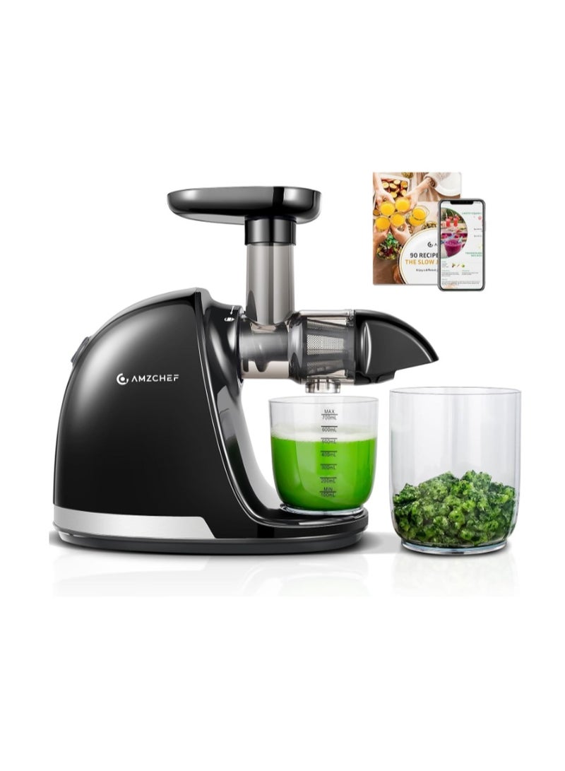 amzchef Cold Press Slow Juicer, Electric Masticating Machine for Fruits and Vegetables, with 2 Cups and Brush - Image 1