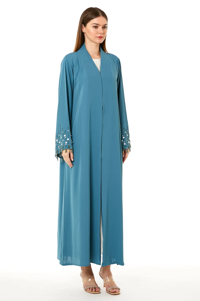 Moistreet Embellished Open Front Abaya