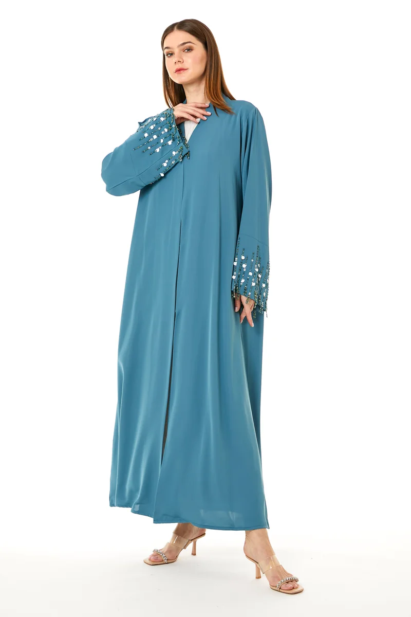 Moistreet Embellished Open Front Abaya