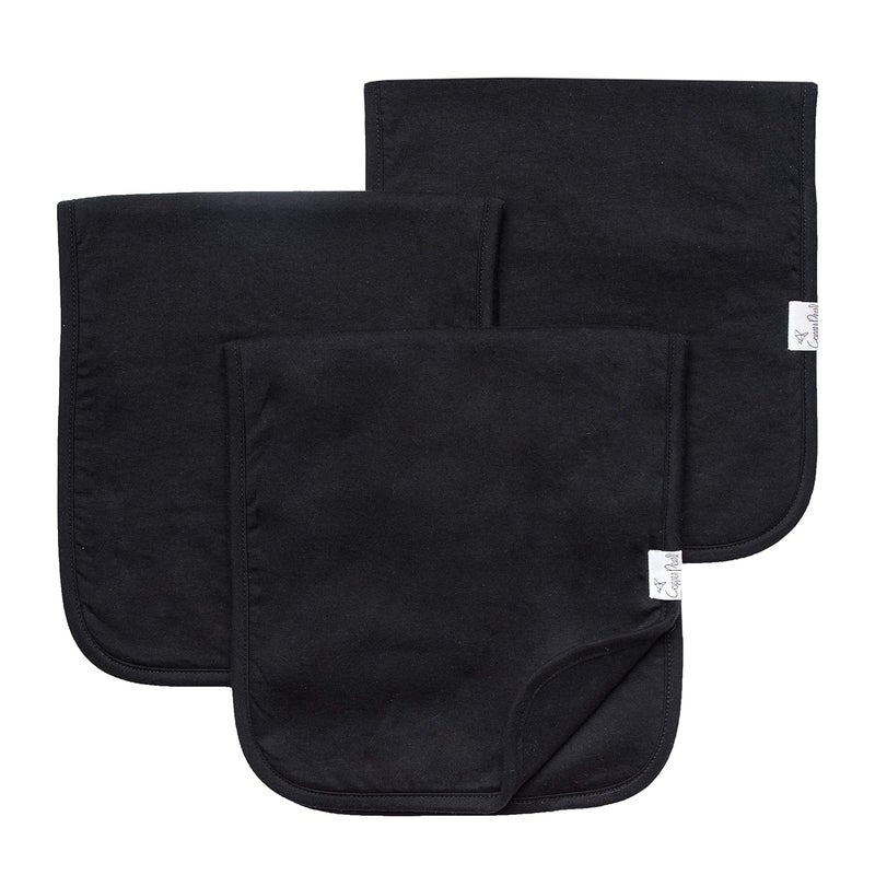 Copper Pearl Premium Baby Burp Cloths - 3-Pack Large Cotton Burp Cloths, Extra Soft Spit Up Rags with 3 Absorbent Layers, Perfect for Baby Boy and Baby Girl Gifts (21" x 10" Size, Black Basics Set) - Image 1